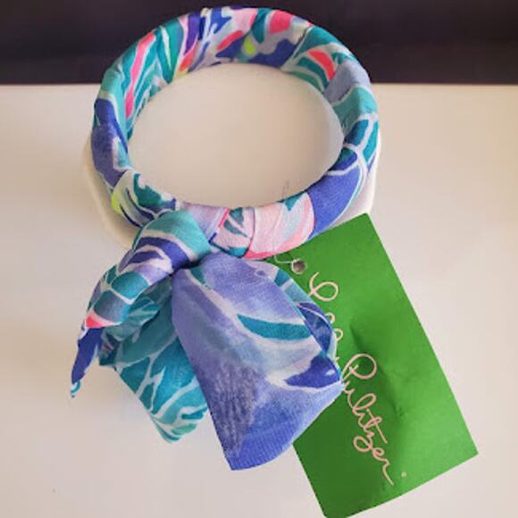 Lilly Pulitzer Fabric Covered Bangle‎ Bennet Blue Celestial Seas New With Tags - Picture 1 of 5